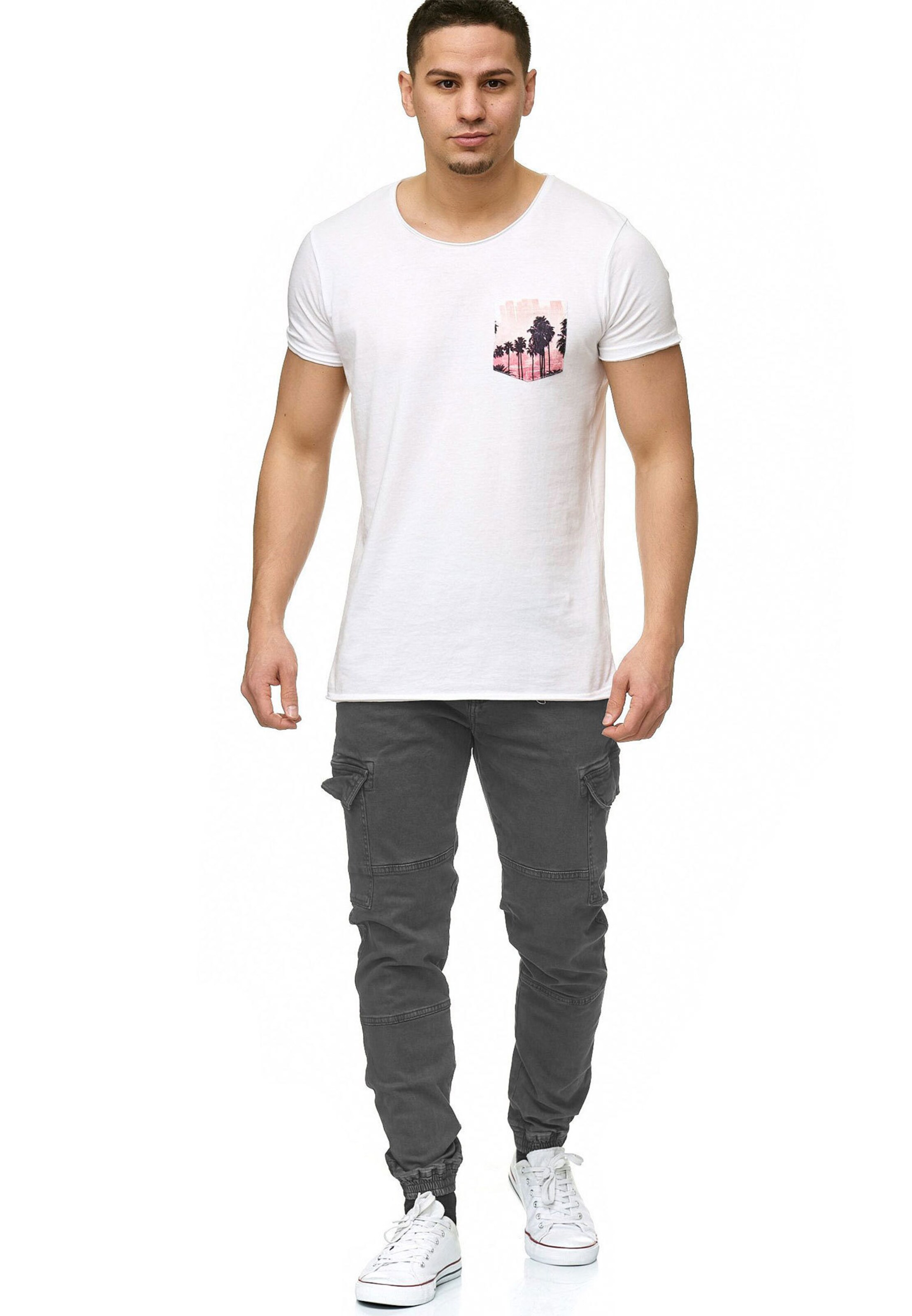 INDICODE JEANS Tapered Cargohose 'August' in Grau