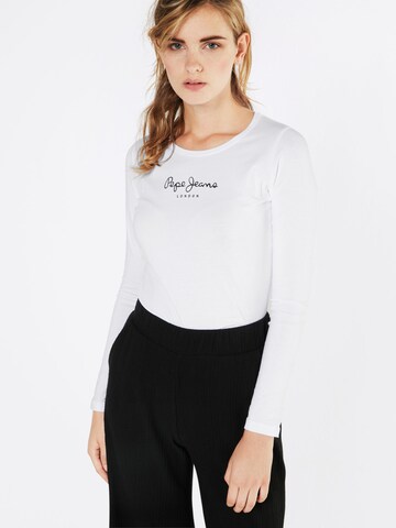 T-shirt 'NEW VIRGINIA L/S' Pepe Jeans en blanc : devant