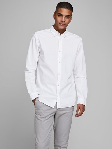 JACK & JONES Slim fit Button Up Shirt in White: front