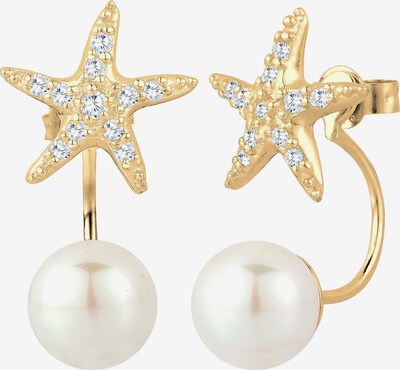 ELLI Ohrringe Perle, Perlenohrhänger, Seestern in gold / perlweiß, Produktansicht