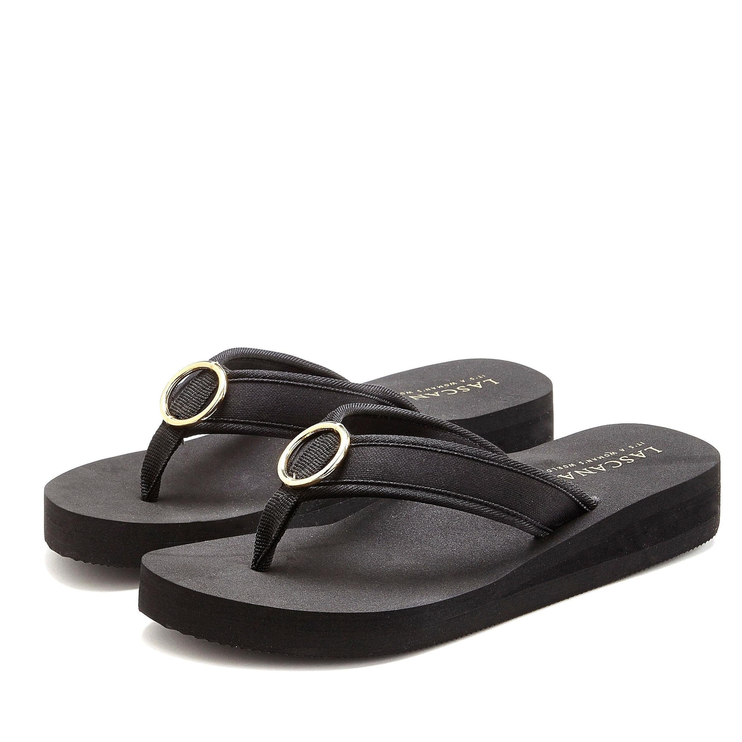 juoda LASCANA Šlepetės per pirštą