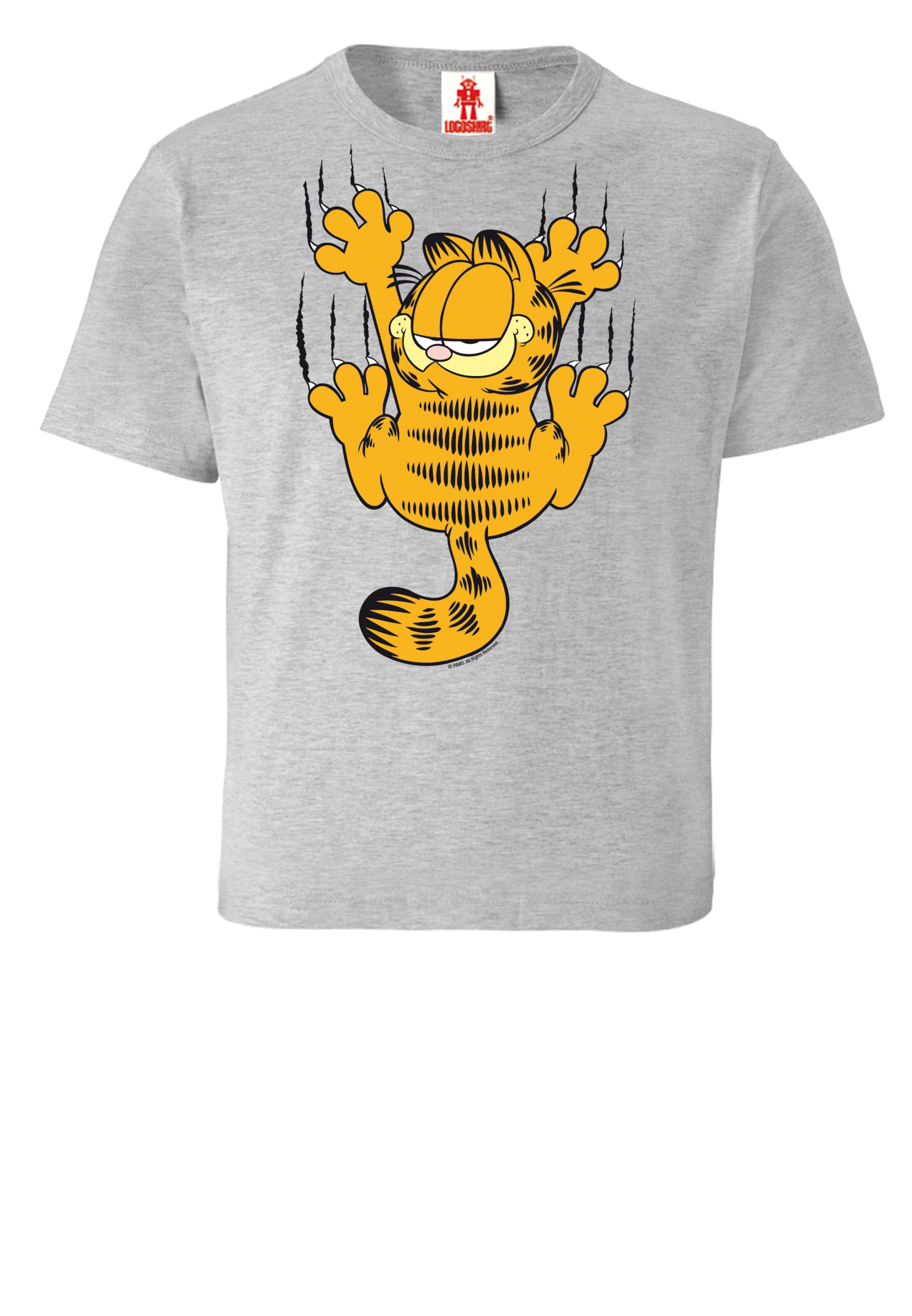 LOGOSHIRT Shirt 'Garfield Scratches' in Grijs: voorkant