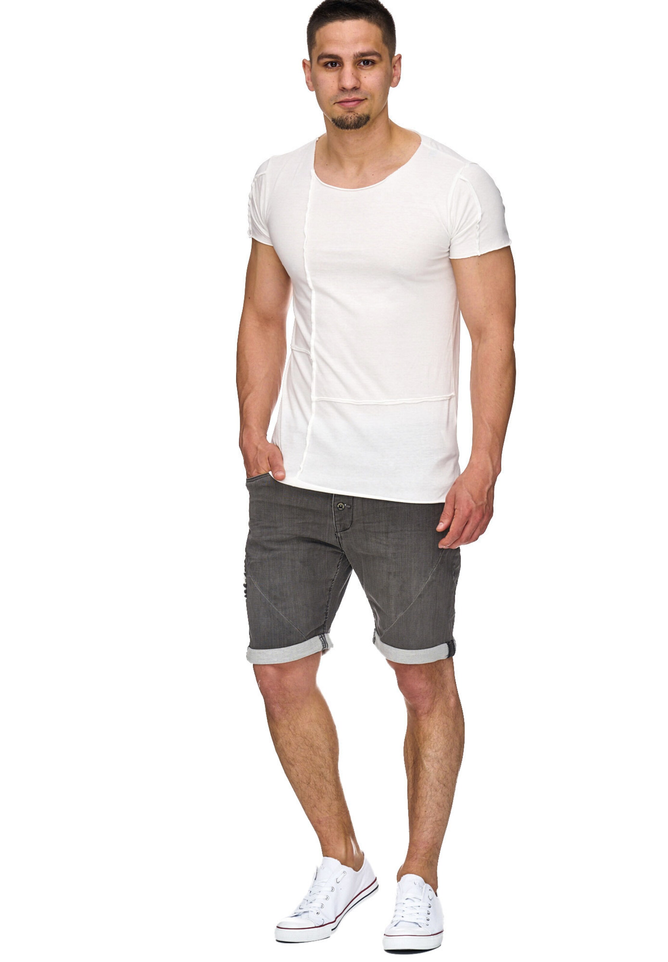 INDICODE JEANS Regular Shorts 'Piano' in Grau