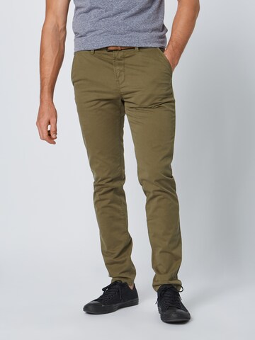 Coupe slim Pantalon chino TOM TAILOR DENIM en vert : devant