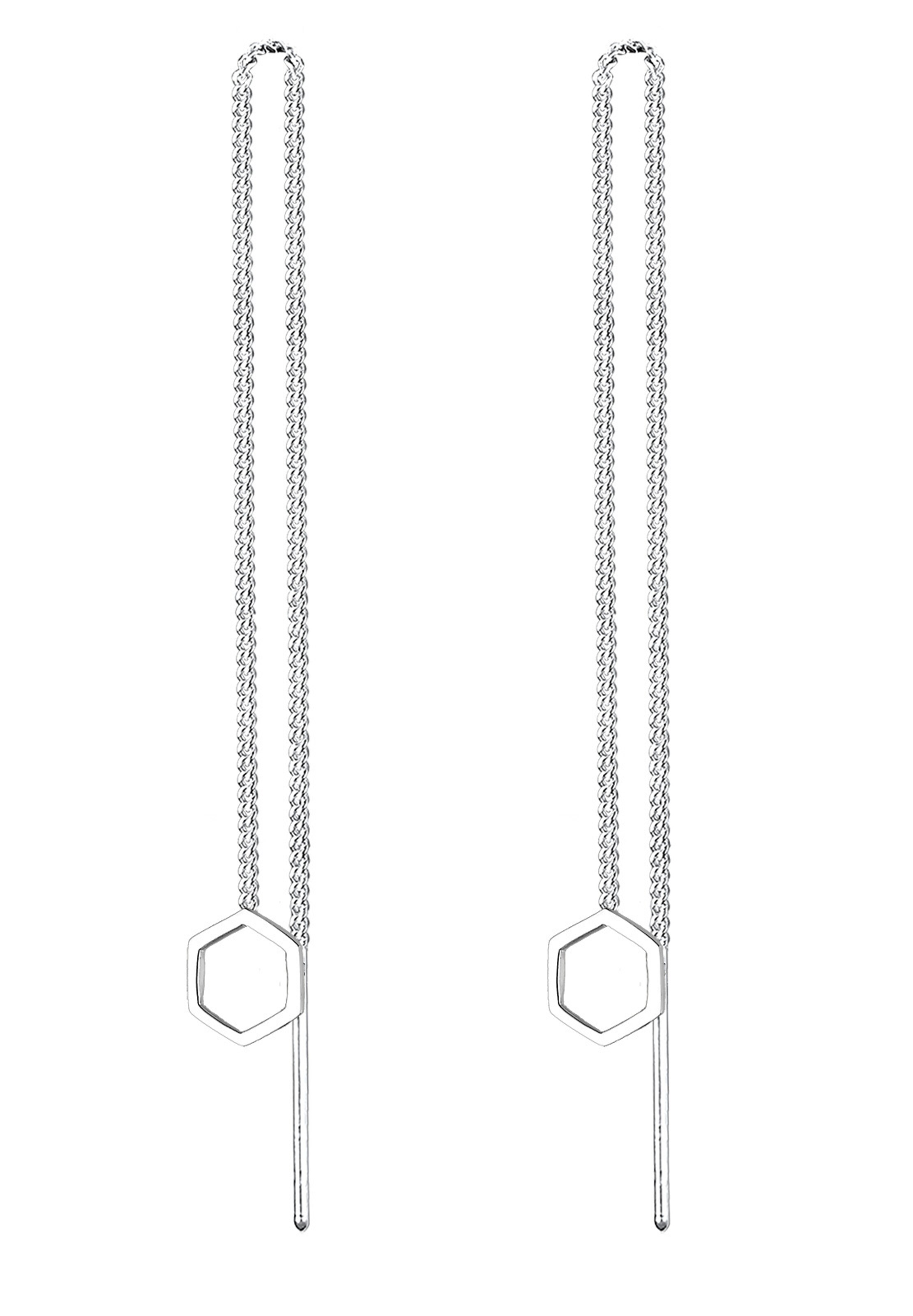 ELLI Earrings 'Hexagon' in Silver: front