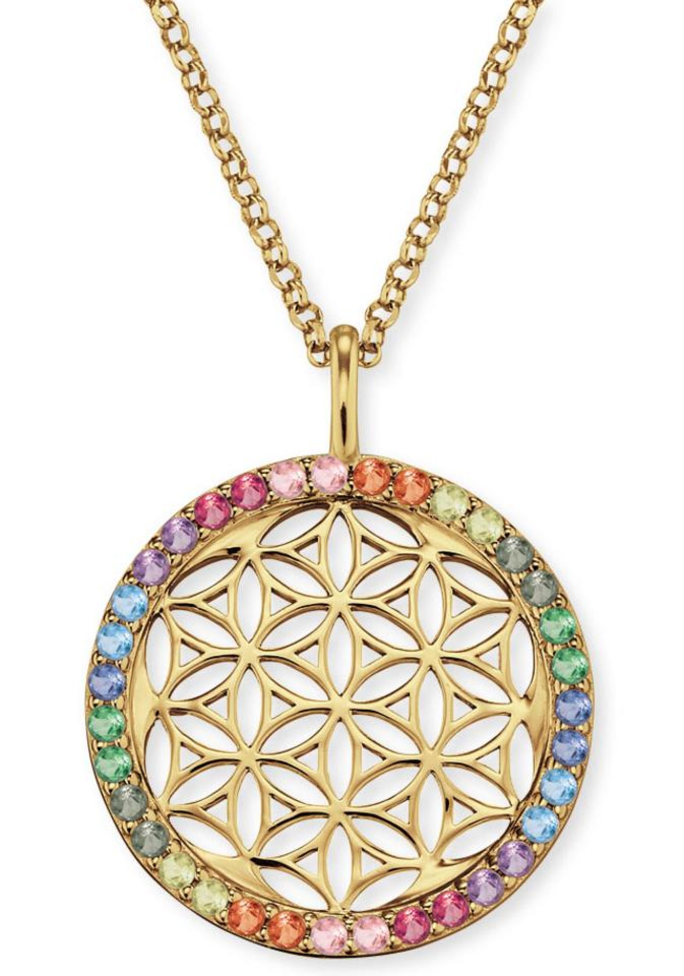 Engelsrufer Kette mit Anhänger 'Lebensblume' in Gold: Vorderseite