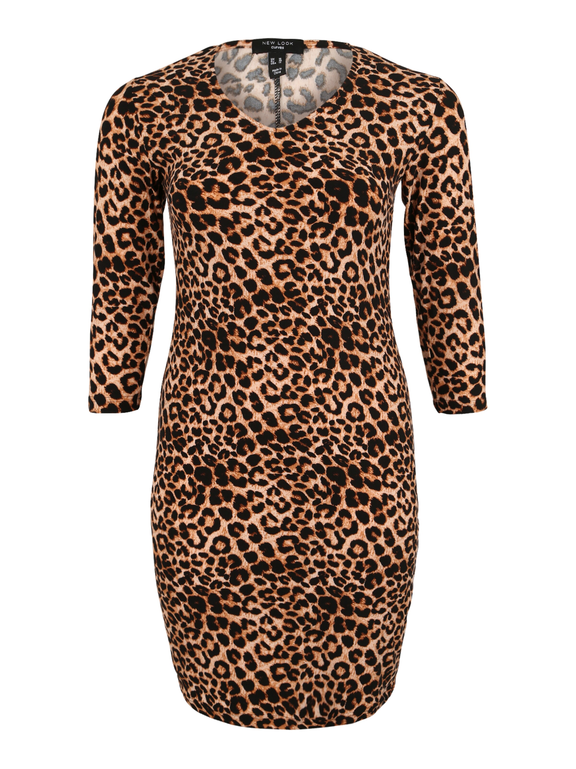 New Look Curves - Jurk 'X Anaimal ST Bodycon' in de kleur Bruin