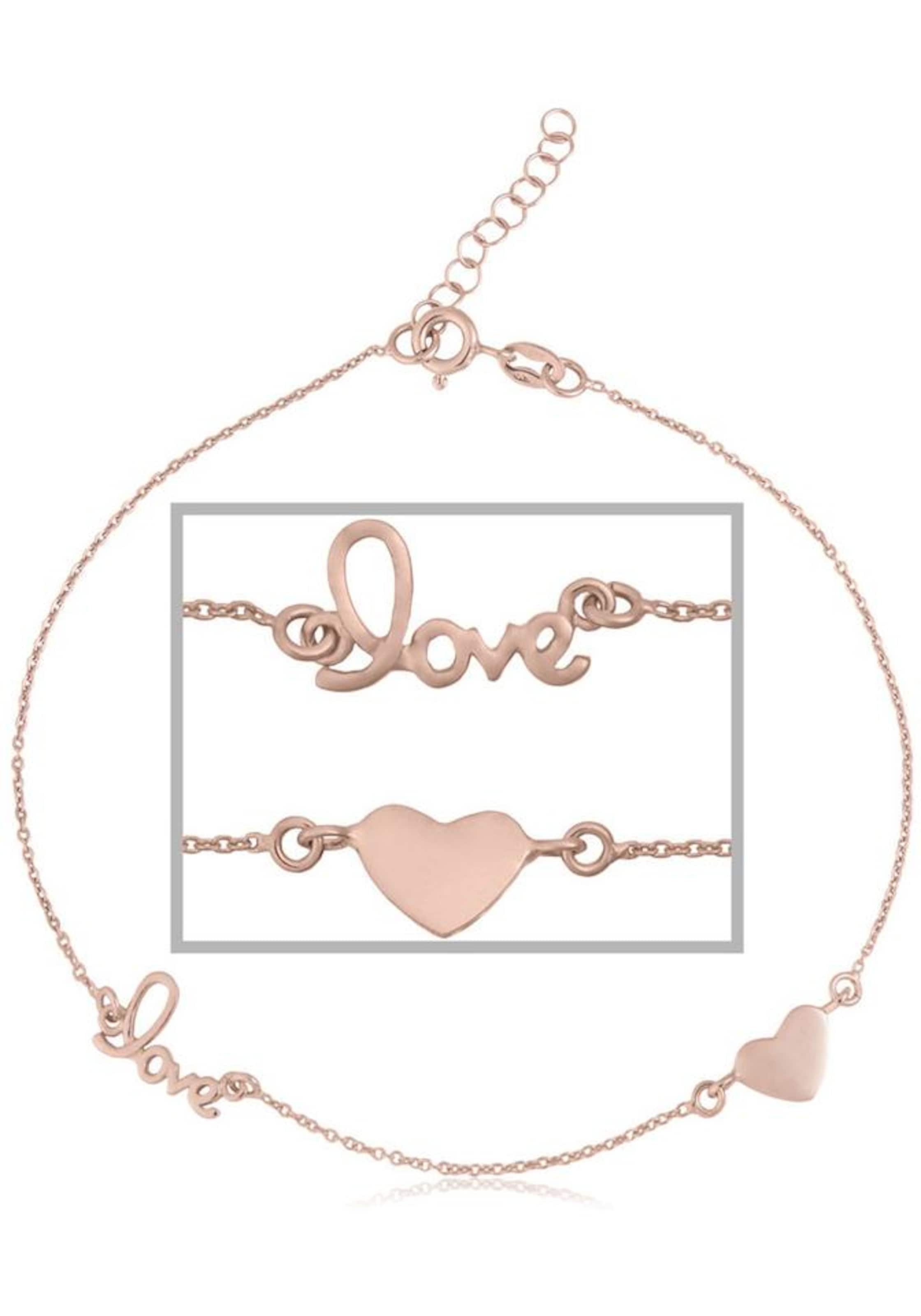 FIRETTI Fußkette 'Herz' in Gold: Vorderseite