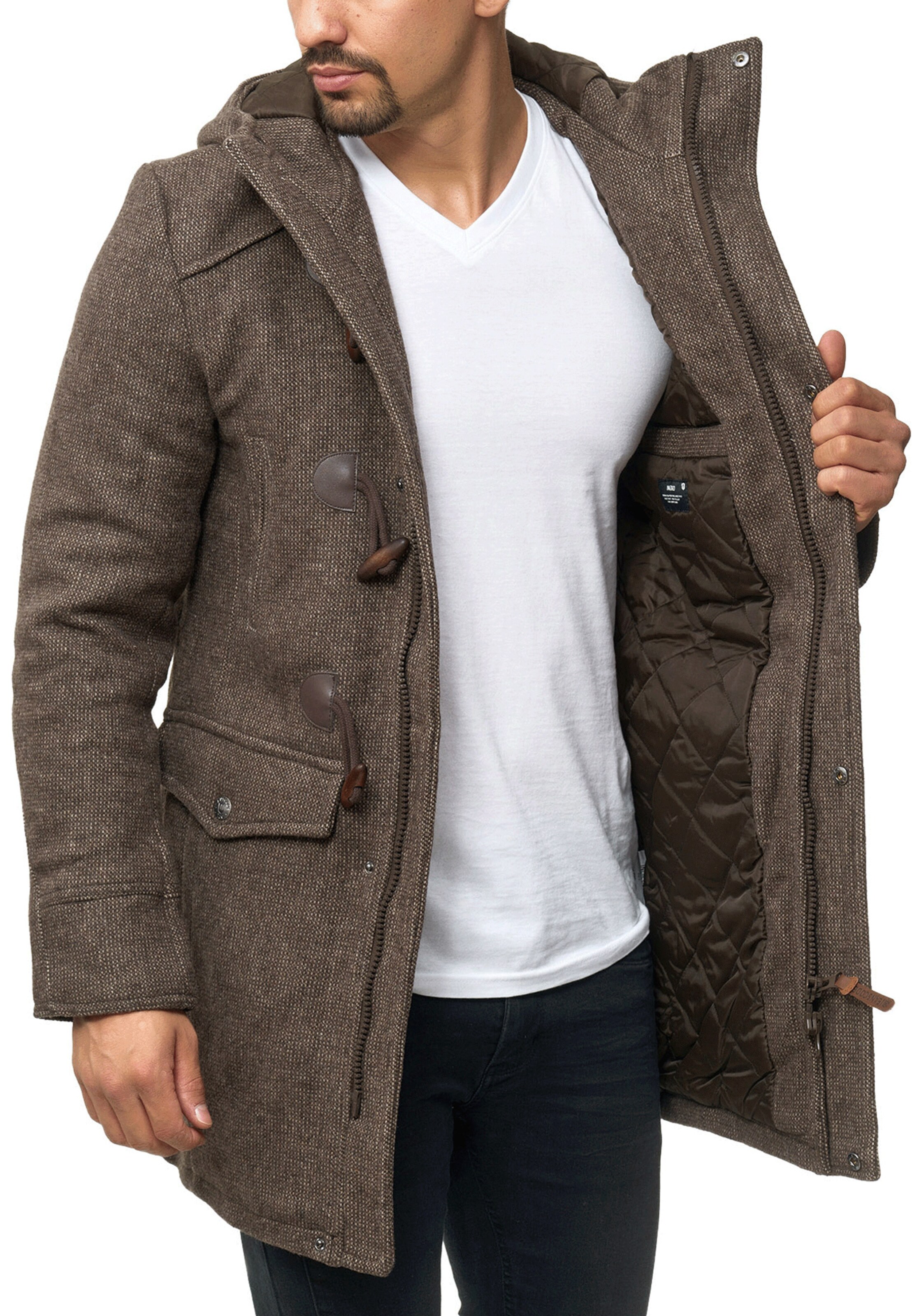 INDICODE JEANS Between-Seasons Coat in Brown