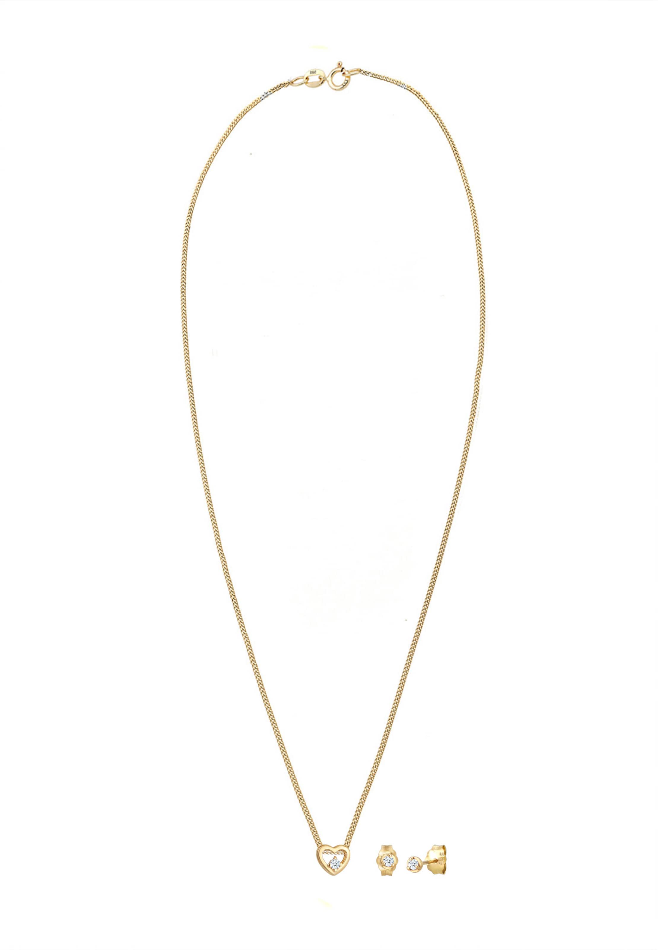 Parure de bijoux 'Herz, Solitär' Elli DIAMONDS en or : devant