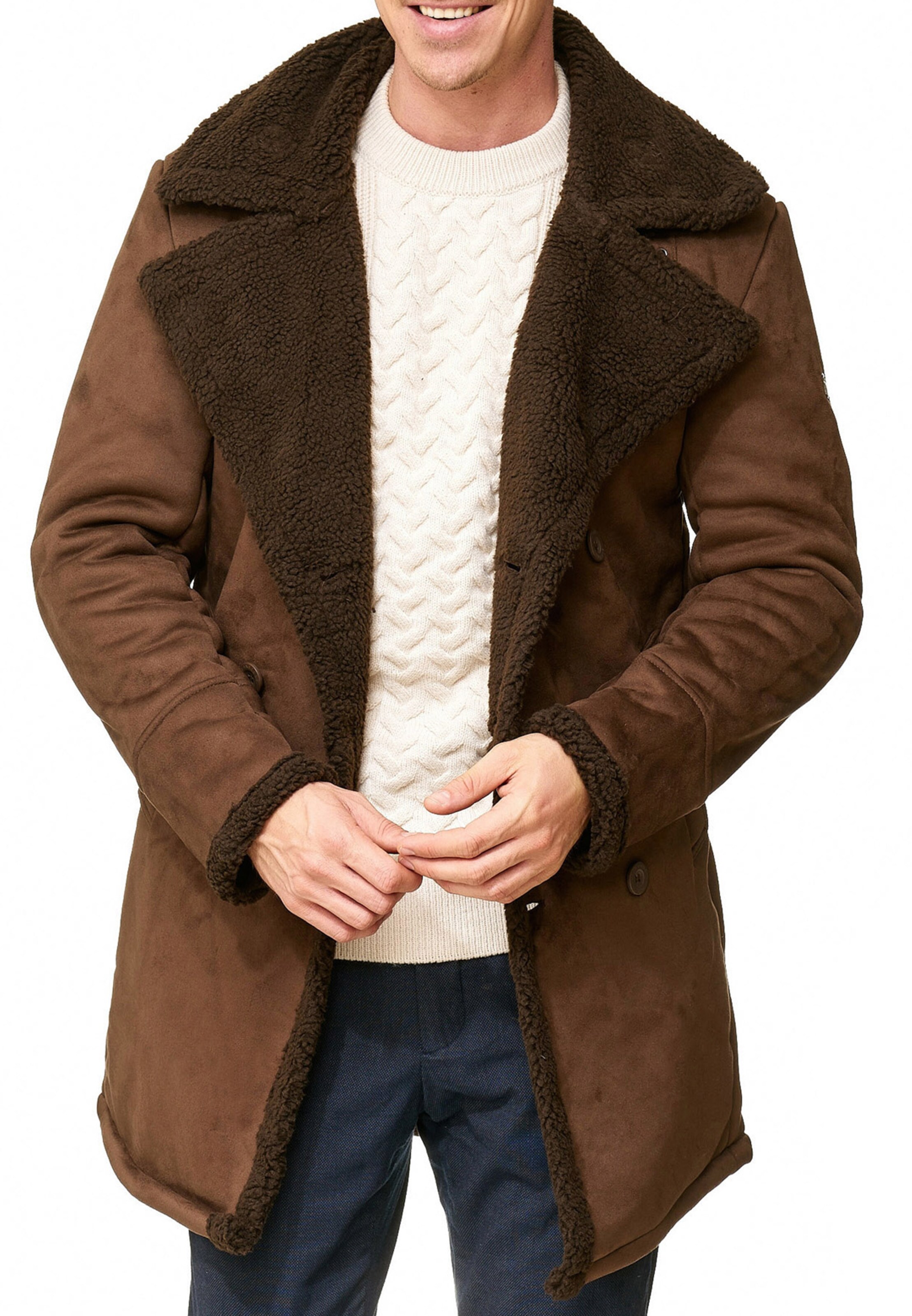 INDICODE JEANS Winterjas 'Barlow' in Bruin: voorkant