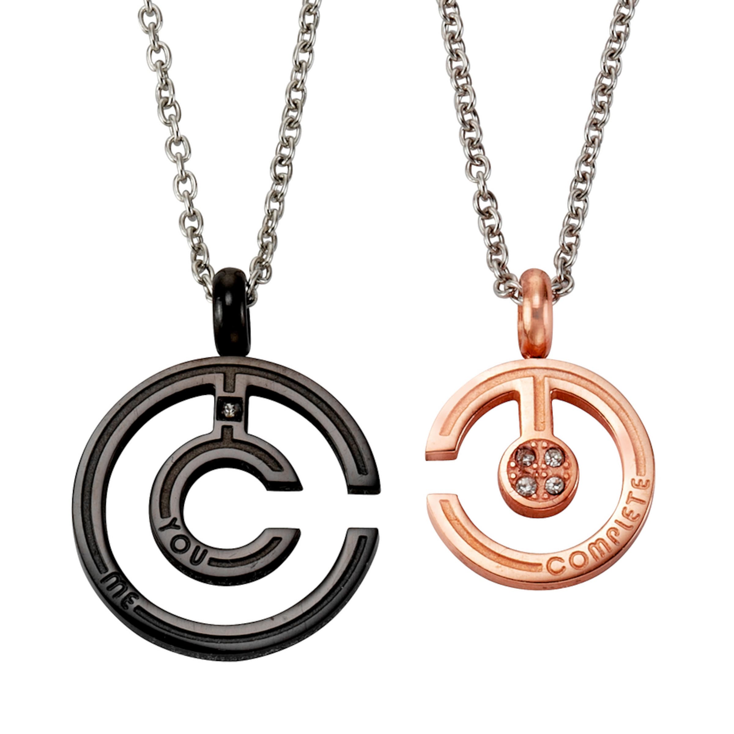 FIRETTI Partnerschmuck-Set 'YOU COMPLETE ME' mit Zirkonia (4tlg.) in Silber: Vorderseite