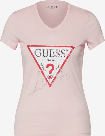 T-shirt 'LOGODREIECK' GUESS en rose : devant