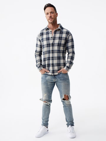 DAN FOX APPAREL Regular fit Button Up Shirt 'Thies' in Blue