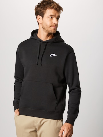 Nike Sportswear Regular fit Majica 'Club Fleece' | črna barva: sprednja stran