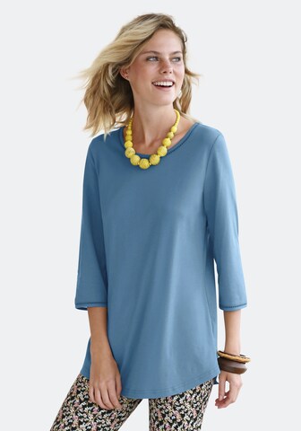 Green Cotton Shirt in Blauw: voorkant