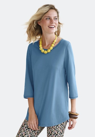 Green Cotton Shirt in Blue: front