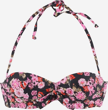 LASCANA Bandeau Góra bikini 'Blümli' w kolorze różowy: przód