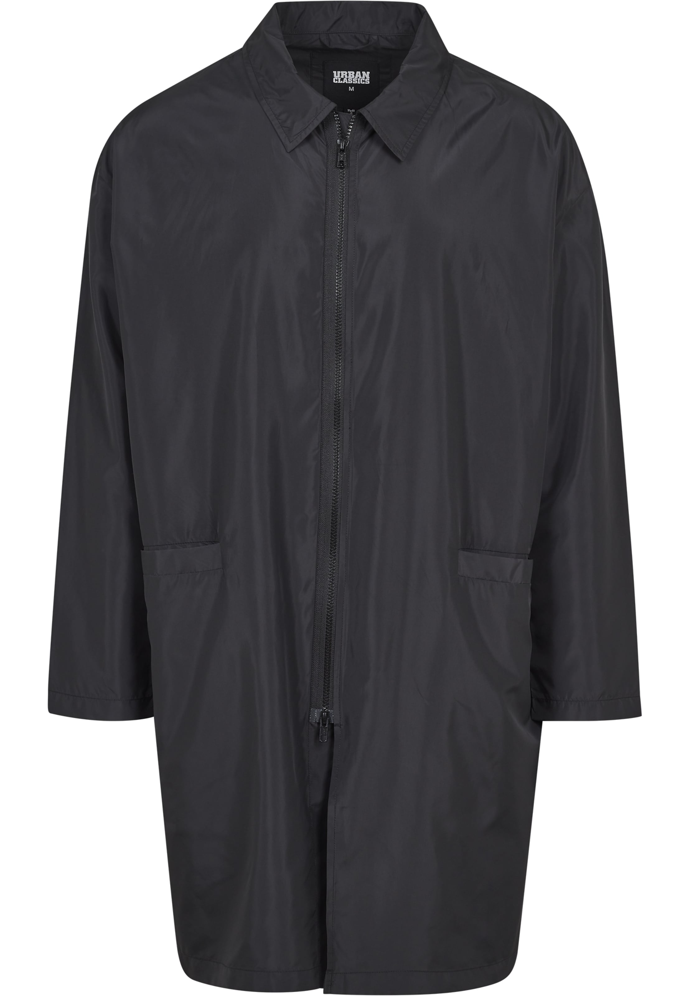 melns Urban Classics Starpsezonu mētelis: no priekšpuses