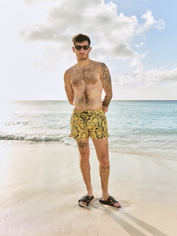 Yellow Pattern Premium Swimming Shorts Look