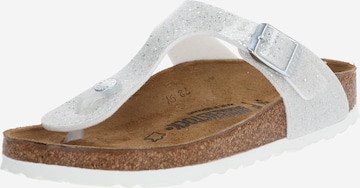 BIRKENSTOCK Sandals & Slippers 'Gizeh' in Silver: front