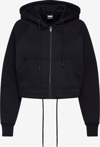 Urban Classics Zip-Up Hoodie in Black: front