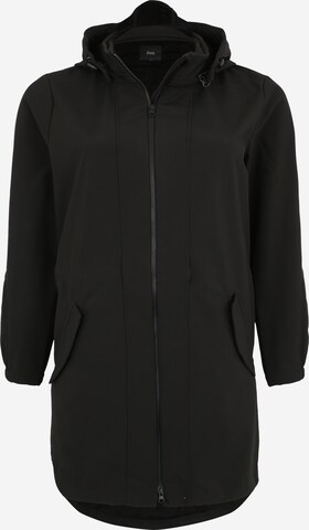 Zizzi Between-Seasons Coat in Black: front