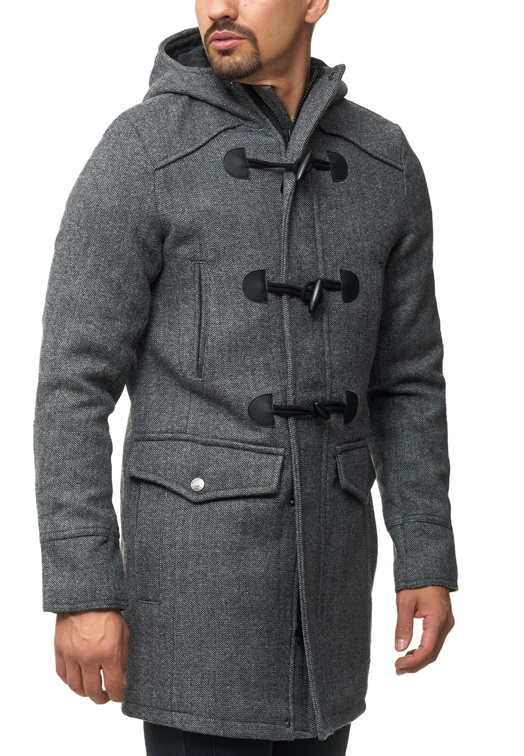 INDICODE JEANS Between-Seasons Coat in Grey