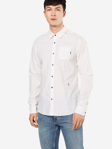 SCOTCH & SODA Slim fit Overhemd 'Ams Blauw' in Wit: voorkant