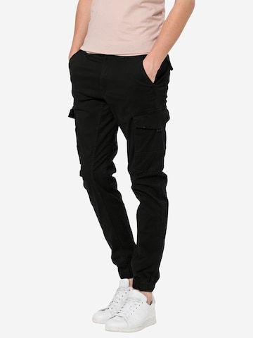 JACK & JONES Tapered Cargo trousers 'Paul Flake' in Black: front