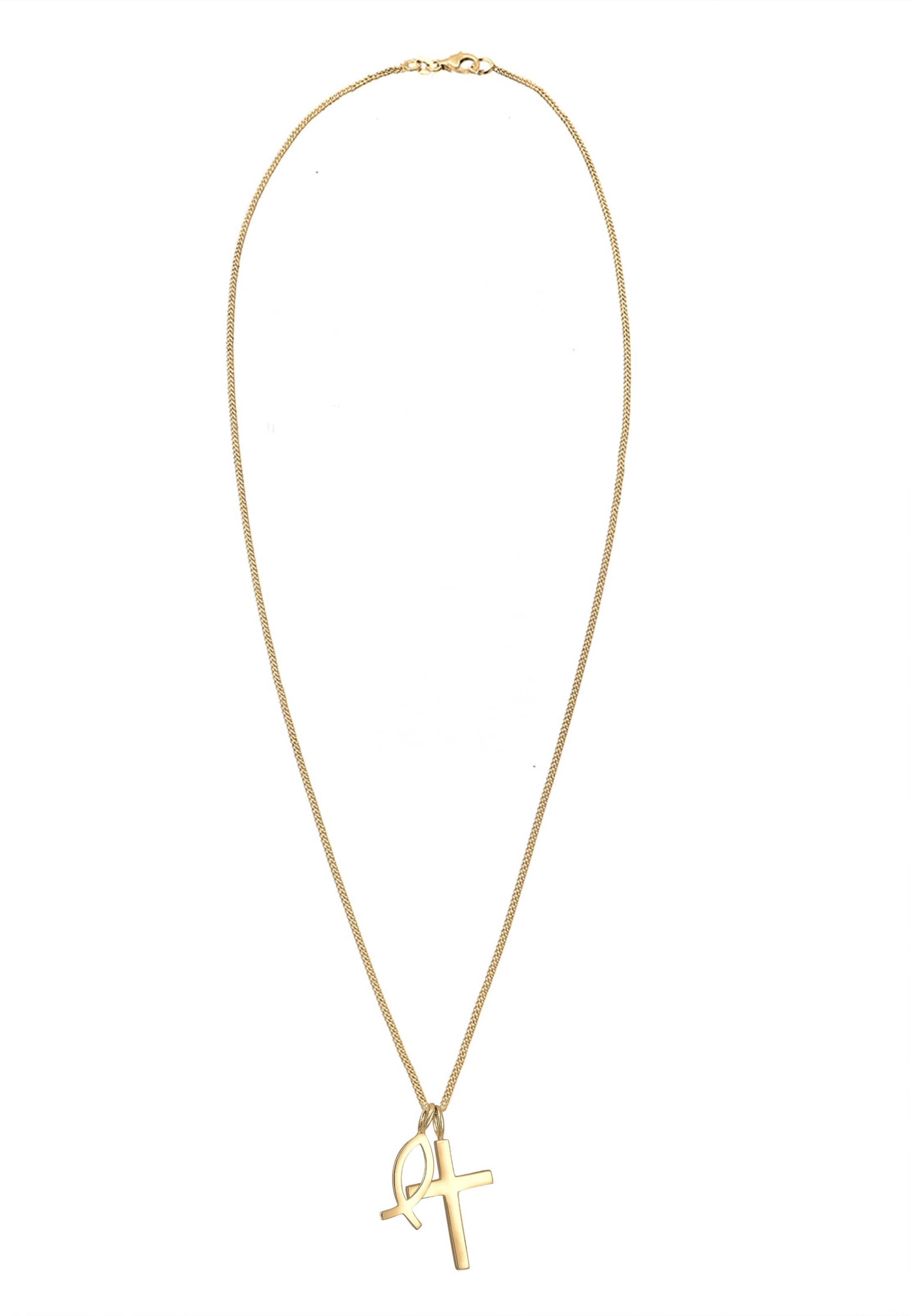 ELLI Kæde 'Fisch, Kreuz' i guld: forside