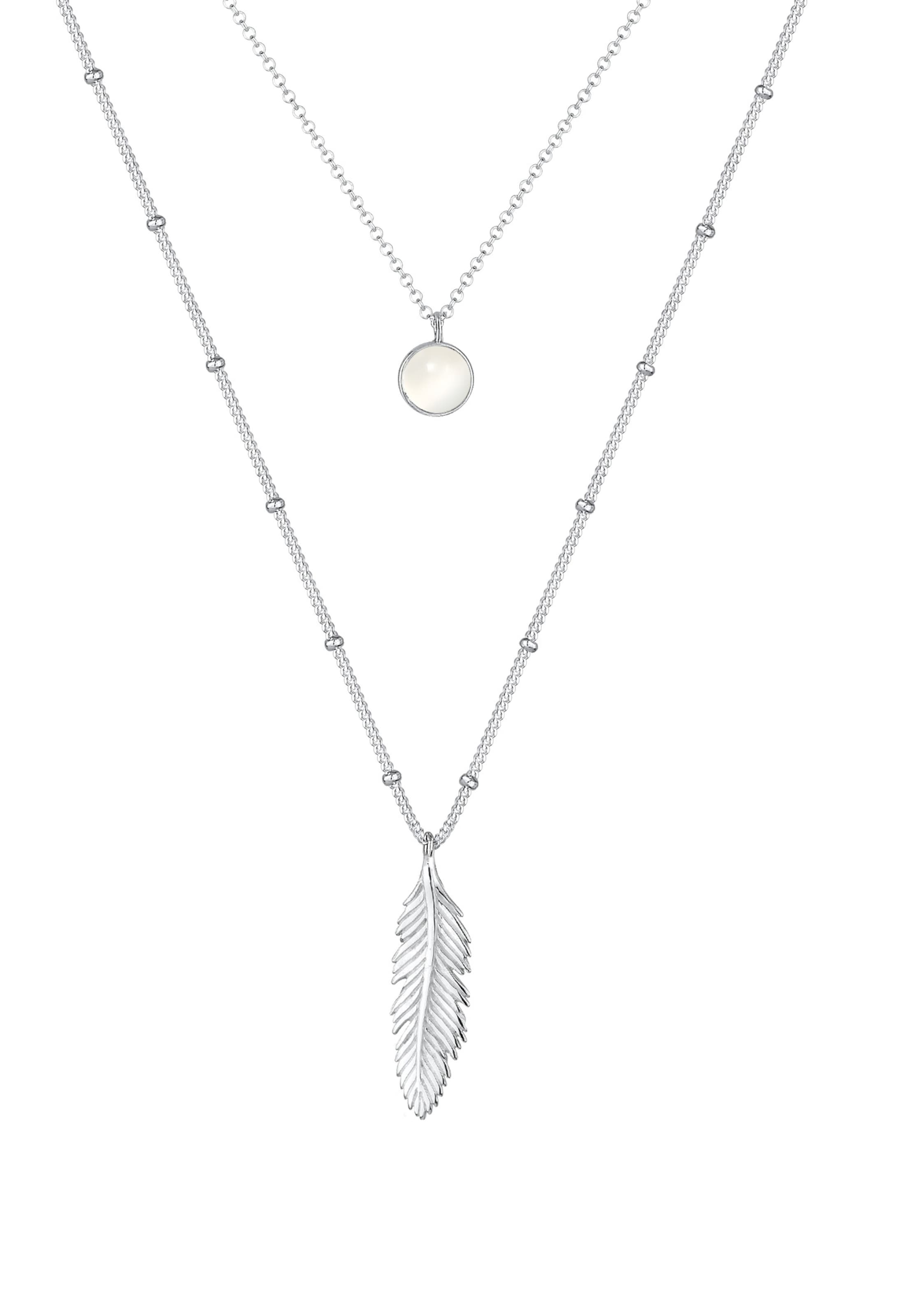 ELLI Ketting 'Feder' in Zilver: voorkant