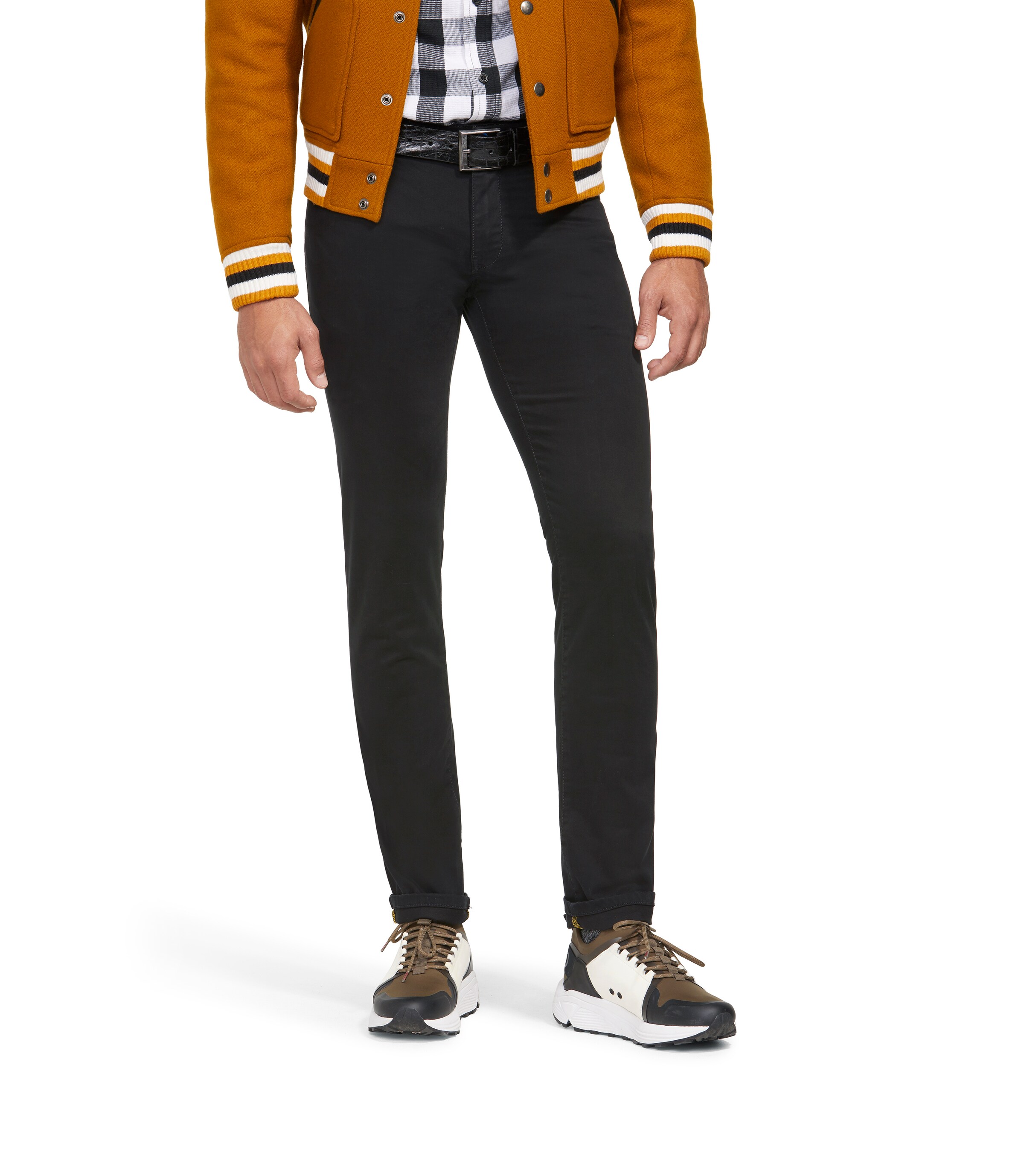 MEYER Slimfit Chino in Zwart: voorkant