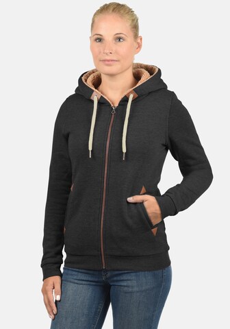 DESIRES Sweatjacke 'Vicky Pile-Zip' in Grau: predná strana