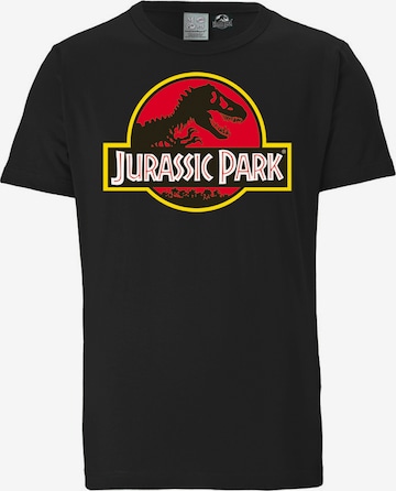 LOGOSHIRT Shirt 'Jurassic Park' in Schwarz: front