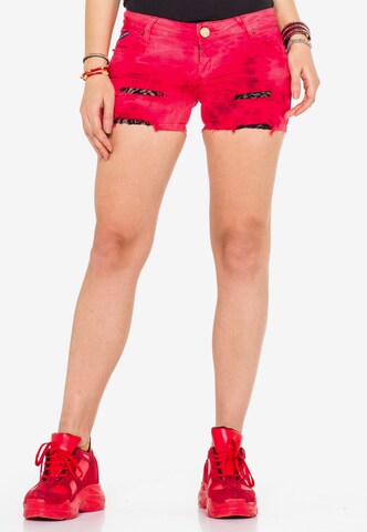 CIPO & BAXX Slimfit Shorts in Rot: predná strana