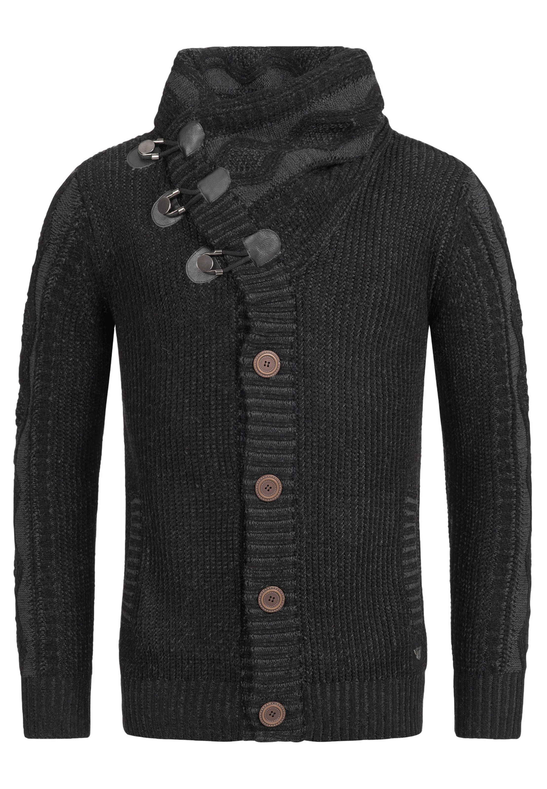 INDICODE JEANS - Gebreid vest 'Nicolai' in de kleur Zwart