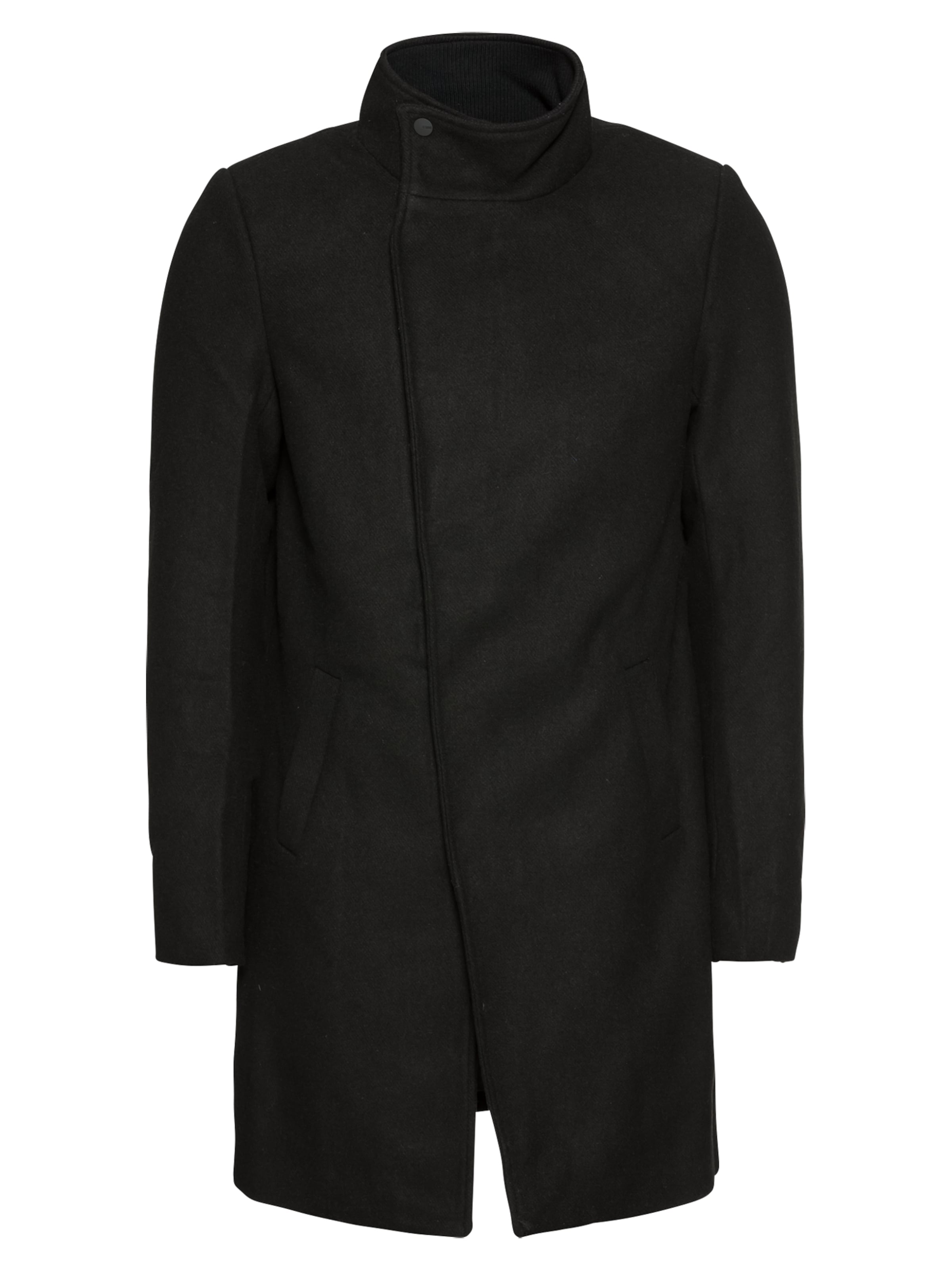 Only & Sons Between-Seasons Coat 'onsOSCAR WOOL COAT' in Black: front