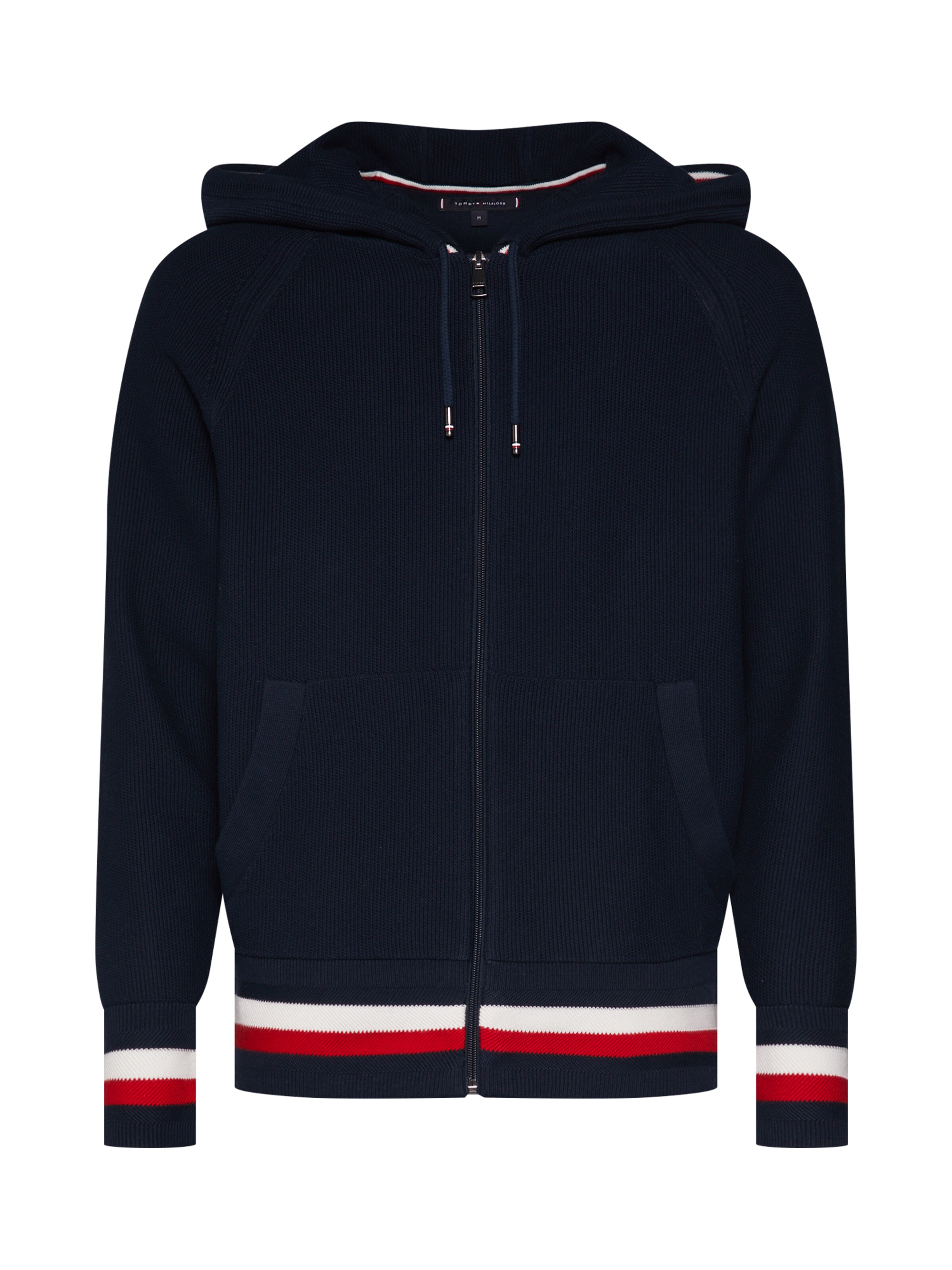 TOMMY HILFIGER - Gebreid vest 'STRUCTURED BRANDED ZIP HOODY' in de kleur Donkerblauw