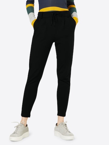 ONLY Slim fit Pleat-Front Pants 'Poptrash' in Black: front