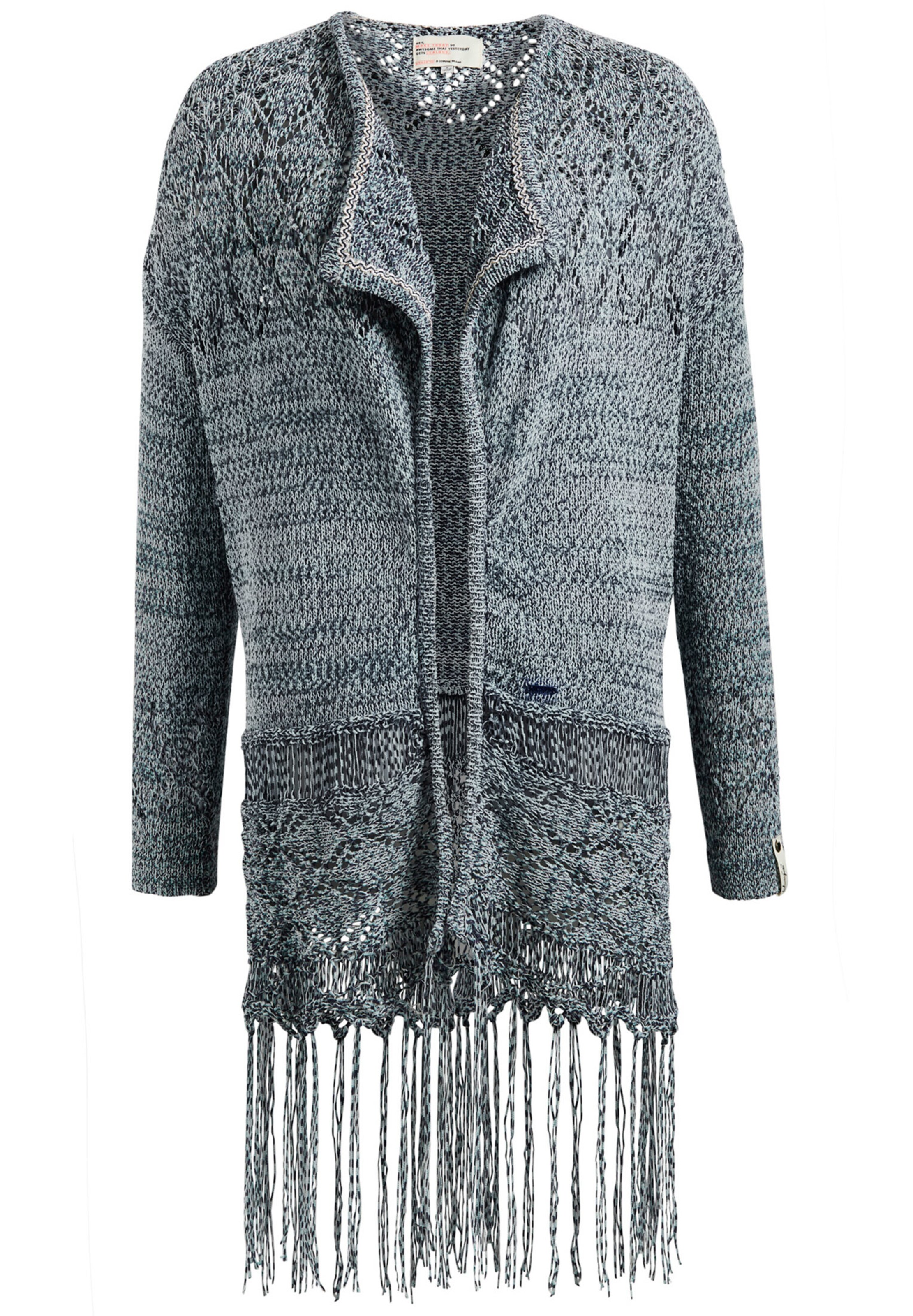 khujo - Gebreid vest ' ALULA ' in de kleur Blauw gemêleerd