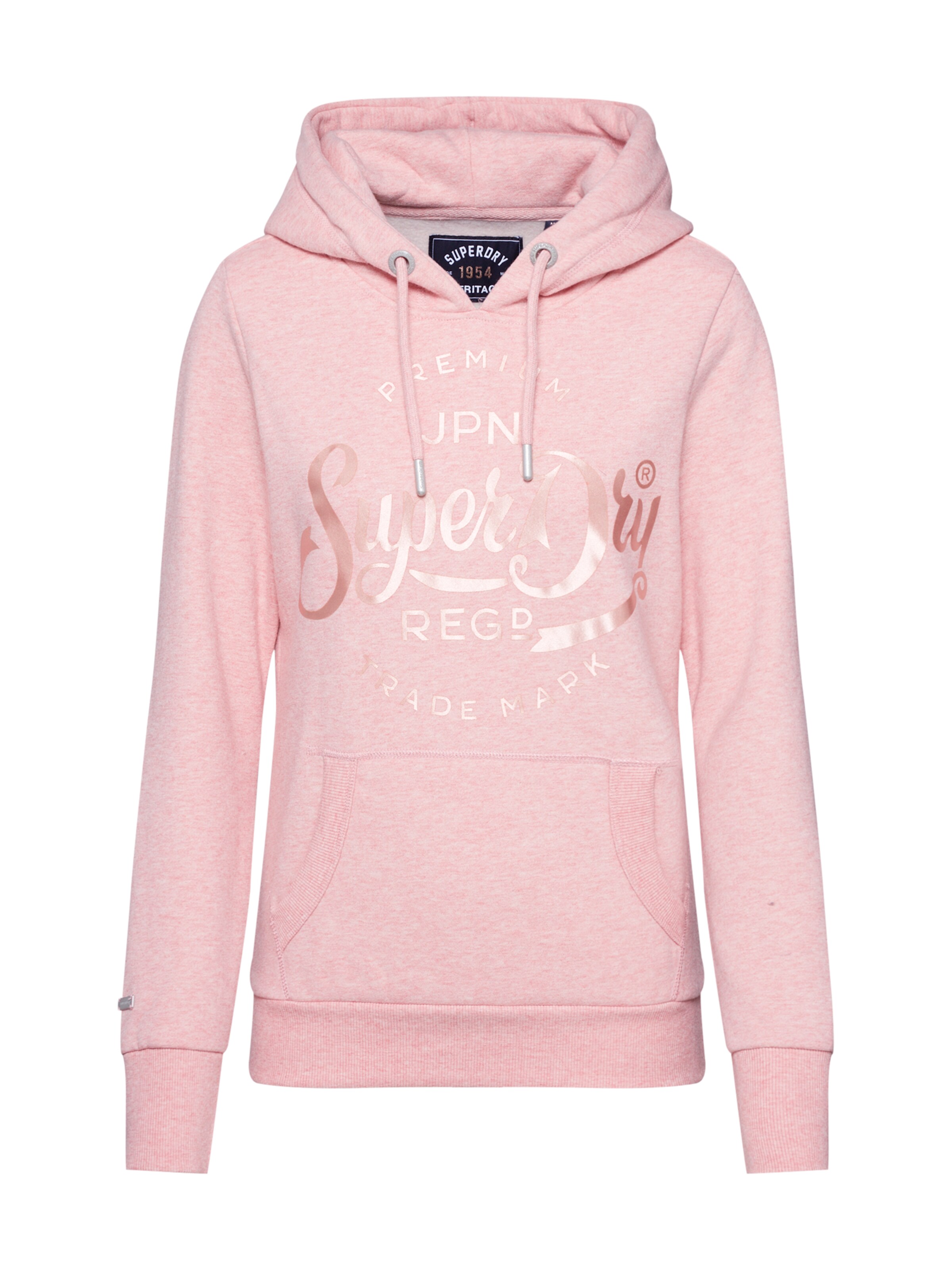 Superdry - Sweatshirt 'PREM SCRIPT SATIN ENTRY HOOD' in de kleur Rosé