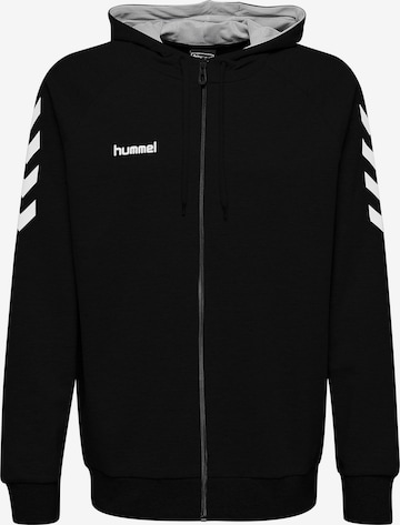 Hummel Athletic Zip-Up Hoodie in Black: front
