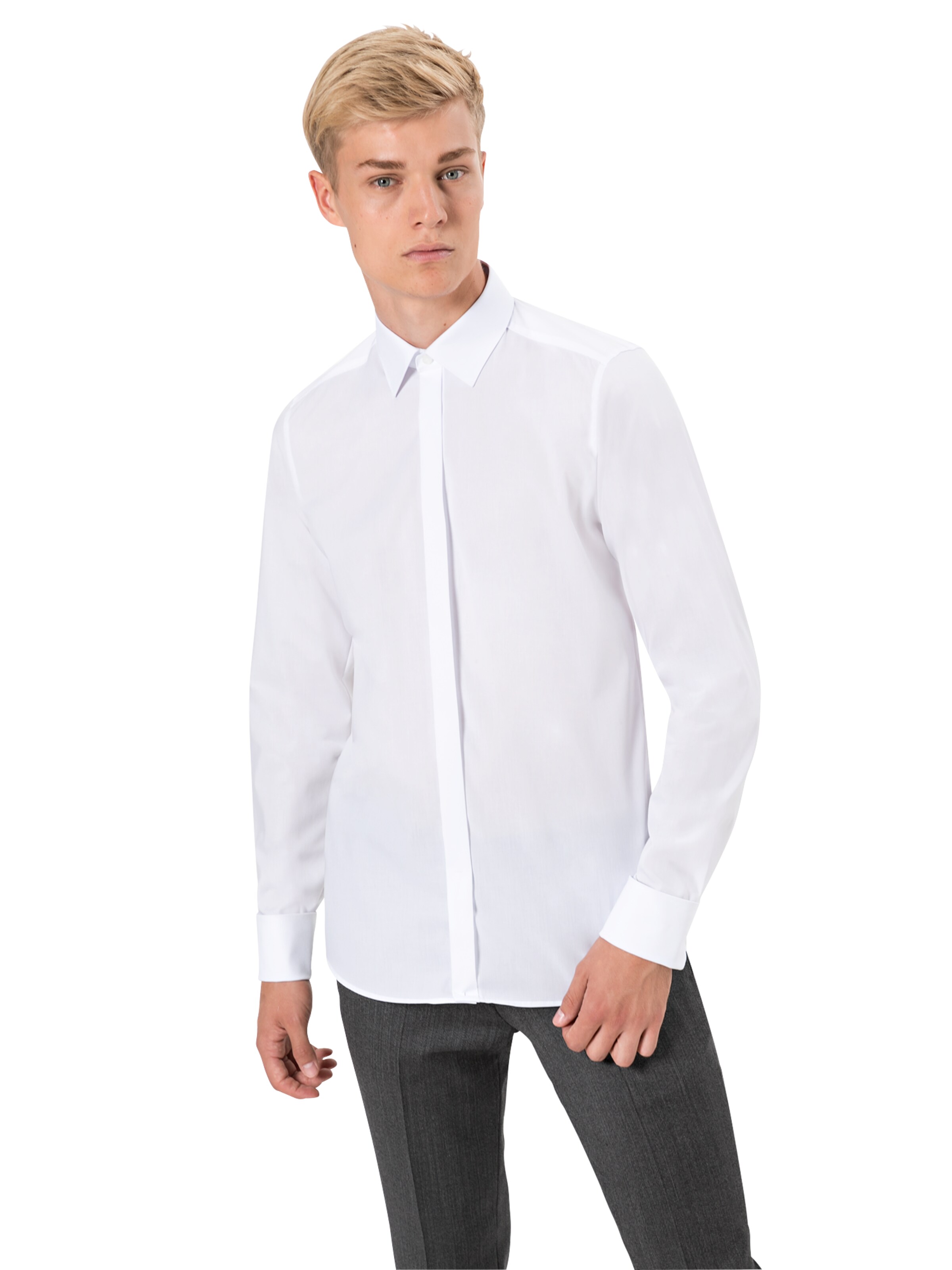 OLYMP Slim Fit Бизнес риза 'Soiree' в бяло: отпред