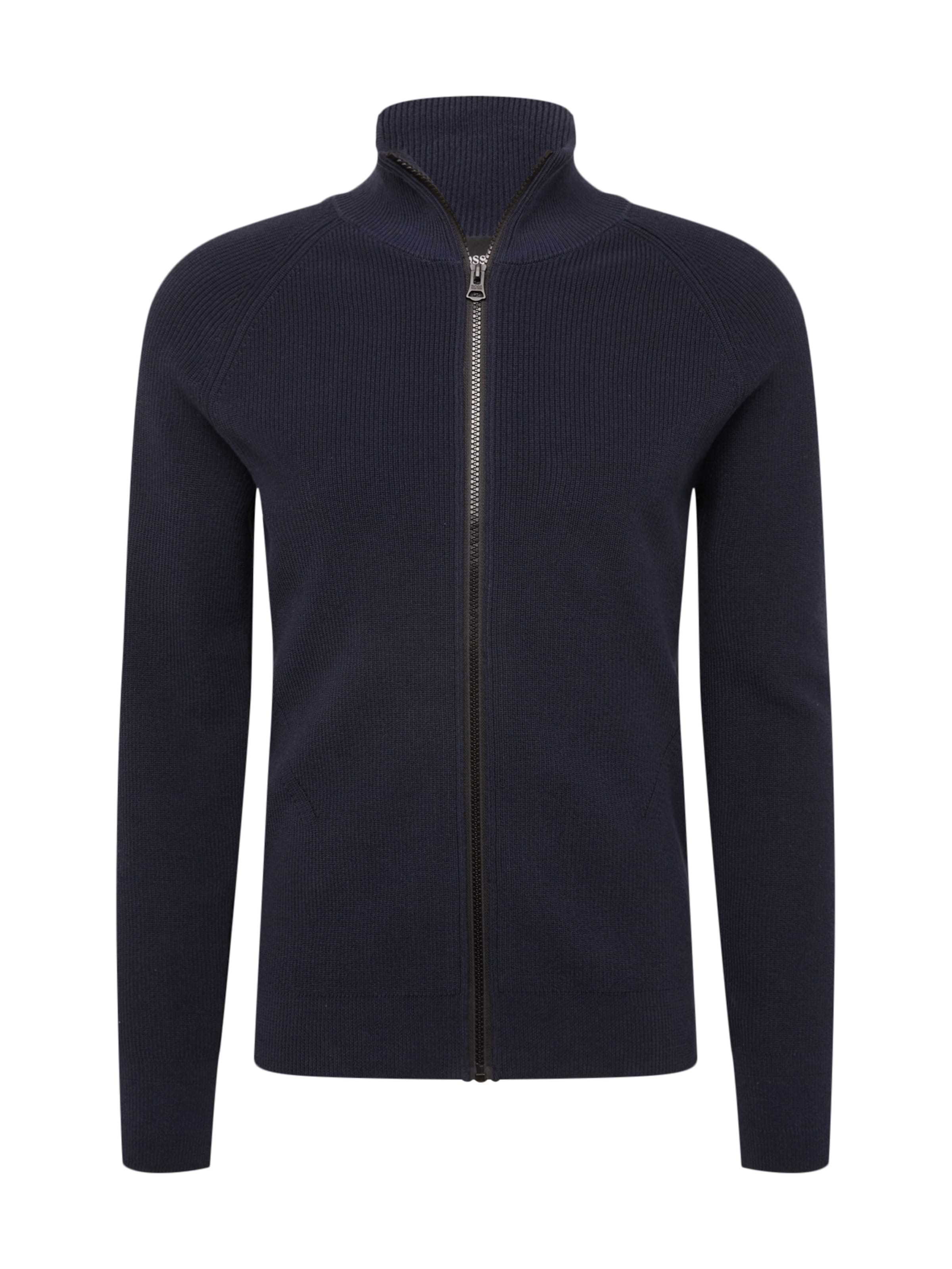 BOSS - Gebreid vest 'Akarlott' in de kleur Donkerblauw