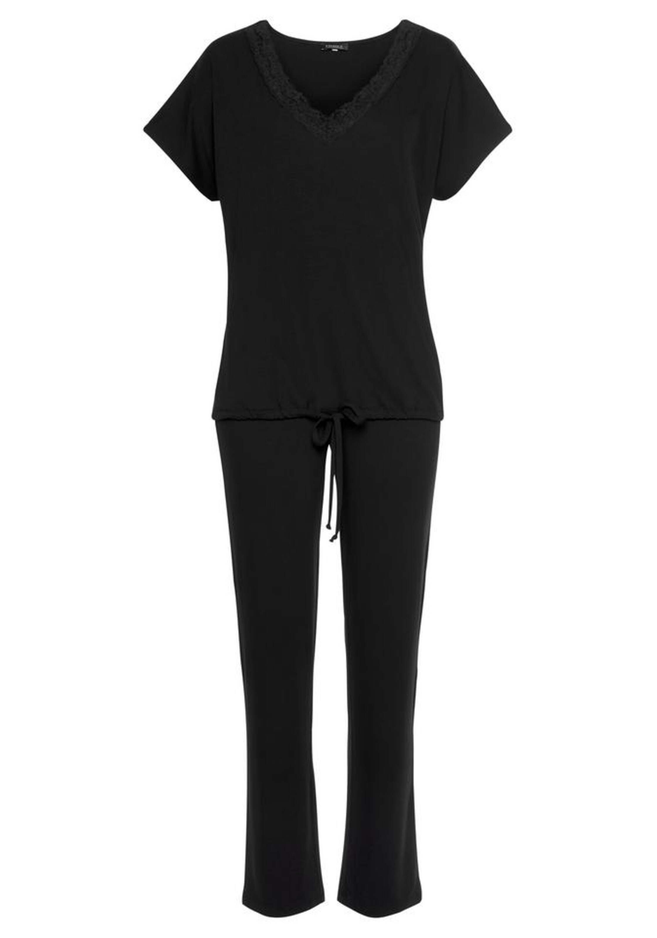 LASCANA Regular Pajama in Black: front