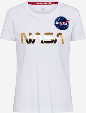 Maglietta 'Nasa' di ALPHA INDUSTRIES in bianco: frontale