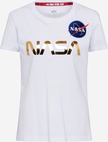 ALPHA INDUSTRIES T-Shirt 'Nasa' in Weiß: predná strana