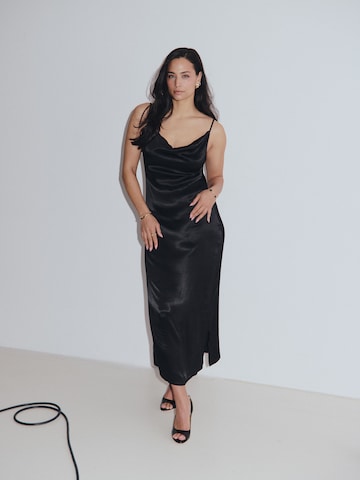 Black Silky Dress Look