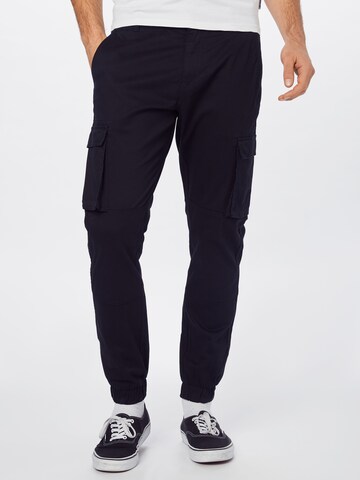 Only & Sons Tapered Cargobroek 'Cam Stage' in Zwart: voorkant